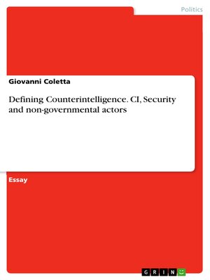 cover image of Defining Counterintelligence. CI, Security and non-governmental actors